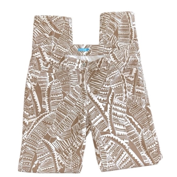 J McLaughlin brown & white safari print denim pants size 4 - Picture 2 of 8